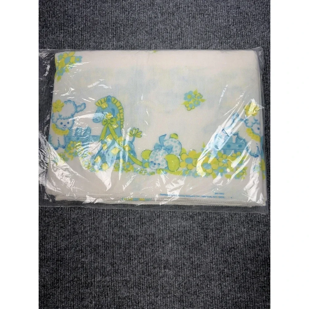 Vintage JCPenney Toddletime Lamb Receiving Blankets 2 Pack White Cotton 30x40